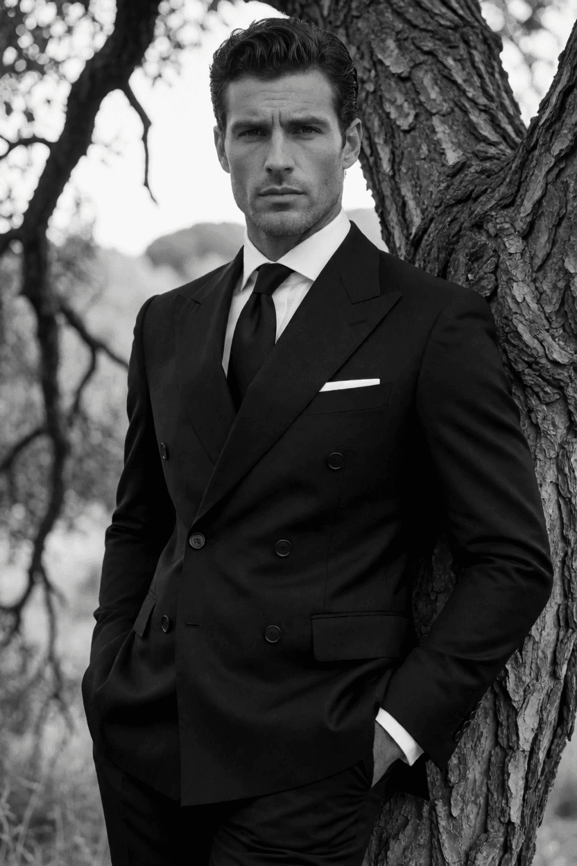 Black and white fashion portrait